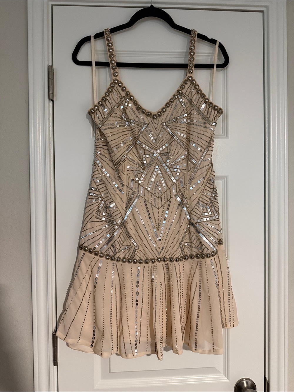 Parker Embellished Champagne Beaded Dress